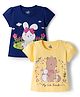Doodle Poodle 100% Cotton Single Jersey Knit Half Sleeves T-Shirt With Animal Print Pack Of 2 - Navy Blue & Yellow