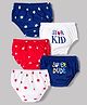 Doodle Poodle 100% Cotton Single Jersey Knit Briefs With Star & Text Print Pack of 5 - Blue Red & White