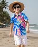 OLLINGTON ST. Rayon Half Sleeve Printed Shirt & Shorts Set - Multicolor & Off-White
