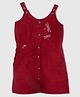 PURPLE UNITED KIDS Corduroy Woven Sleeveless Stone Embellished Dragonfly Designed Dungaree - Red