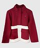 PURPLE UNITED KIDS Terry Woven Full Sleeves Colour Blocked Winter Sweatjacket - Maroon