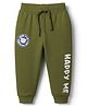Babyhug Terry Knit Full Length Lounge Pant With Happy Me Print - Olive Green