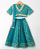 TEENTAARE Cotton Woven Half Sleeves Choli Lehenga & Dupatta Set With Sequin Detailing - Light Blue