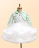 Enfance Full Sleeves Stone Embellished Metal Floral Appique Detailed Dress With Fur Detailed Jacket - Off White