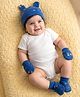 Babyoye 100% Cotton Knit Cap Mitten & Booties Set with Sea Life Print Blue - Diameter 9 cm