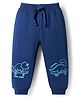 Babyhug Cotton Terry Knit Full Length Lounge Pant With Dino Print - Navy Blue