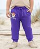Babyhug Cotton Knit Full Length Lounge Pant With Teddy Bear Print - Purple