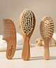 Comfy Cheeks 3 Piece Baby Hair Brush & Comb Set, Wooden Baby Hair Comb Set for Newborn Babies, Natural Fiber Hair Brush for Toddlers with Soft Bristles