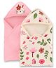 Babyoye 100% Cotton Knit with Eco Jiva Finish Hooded Towels with Tropical Theme Print Pack of 2 L 80 x B 80 cm - Cream & Pink