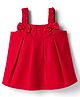 Babyoye Cotton Woven Solid Colour Top With Bow Applique - Red