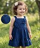 Babyoye Denim Woven Sleeveless Frock with Bow Applique - Navy Blue