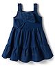 Babyoye Denim Woven Sleeveless Frock with Bow Applique - Navy Blue