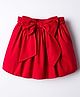 Babyoye Cotton Satin Woven Solid Color Skirt with Bow Applique - Red