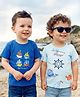 Babyoye 100% Cotton Knit Half Sleeves Nautical Theme Printed T-Shirts Pack of 2 - Cooling Spray & Set Sail Blue
