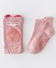 Neska Moda Cotton Elastane Animal Designed Anti Skid Socks With Knee Pads - Pink