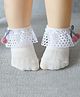 Neska Moda Cotton Elastane Bow Applique & Frill Detailed Socks - Off White
