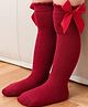 Neska Moda Bow Applique Detailed Socks - Maroon