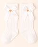 Neska Moda Striped Bow Applique Detailed Socks - White