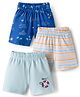 Babyoye 100% Cotton Knit Striped & Fish Printed Shorts Pack of 3 - Multicolor
