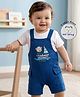 Babyoye 100% Cotton Knit Half Sleeves Nautical Theme Printed  Dungaree With Inner Tee - Navy Blue