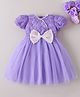 Mark & Mia Half Sleeves Party Dress With Floral & Bow Applique - Purple