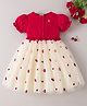 Mark & Mia Half Sleeves Frock with Cherry Embroidery - Red & Cream