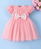 Mark & Mia Half Sleeves Party Dress With Floral & Bow Applique - Pink