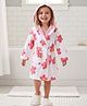 Babyhug Terry Knit Bathrobe with Hoodie & Floral Print - White