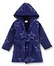 Babyhug Terry Knit Full Sleeves Hooded Bathrobe with Star Print - Navy Blue