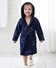 Babyhug Terry Knit Full Sleeves Hooded Bathrobe with Star Print - Navy Blue