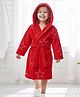 Babyhug Terry Knit Full Sleeves Hooded Bathrobe with Star Print - Red