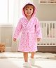 Babyhug Terry Knit Bathrobe with Hoodie & Star Print - Pink