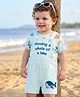 Babyoye 100% Cotton Knit Half Sleeves T-Shirt & Dungaree Set with Nautical Theme Print - Light Blue