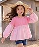 Kookie Kids Cotton Knit Full Sleeves Frock Style Solid Top - Pink