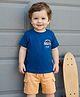 Babyoye 100% Cotton Knit Half Sleeves T-Shirt & Shorts Set with Skating Print - Blue