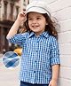 Kookie Kids Cotton Woven Full Sleeves Shirt Style Top With Checks - Blue