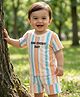 Babyoye 100% Cotton Knit Half Sleeves T-Shirt & Shorts Set with Fun Every Day Print & Stripes - Multicolor