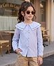 Kookie Kids Rayon Woven Full Sleeves Top With Stripes - Blue