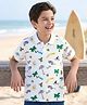 Pine Kids Cotton Knit Half Sleeves Beach Theme Printed Polo T-Shirt - White