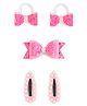 Ribbon candy Glitter & Pearls Embellished Bow Applique Detailed Hair Accessories Combo Set - Pink