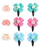 Ribbon candy Floral Applique Detailed & Designed Hair Accessories Set - Blue Pink & Sea Green