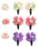 Ribbon Candy Floral Applique Detailed & Designed Hair Accessories Set - Off White Pink & Purple