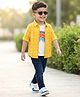 Babyhug Cotton Woven Full Sleeves Checkered Shirt & Denim Jeans with T-Shirt - Yellow