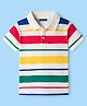 Pine Kids Cotton Knit Half Sleeves T-Shirt With Stripes - Multicolour