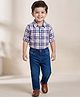 Babyhug Cotton Woven Full Sleeves Checkered Shirt & Denim Jeans Set - Blue