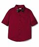 Kookie Kids Cotton Woven Full Sleeves Solid Satin Shirt With Bow - Red