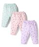 Simply Sinker Knit Full Length Track Pant With Animal Print Pack Of 3 -Pink Light Blue & Purple