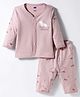 Simply Sinker Knit Full Sleeves Night Suit With Animal Print - Violet