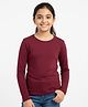 Charm n Cherish Cotton Blend Knit Full Sleeves Solid Tee - Brown