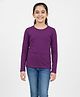 Charm n Cherish Cotton Blend Knit Full Sleeves Solid Tee - Purple